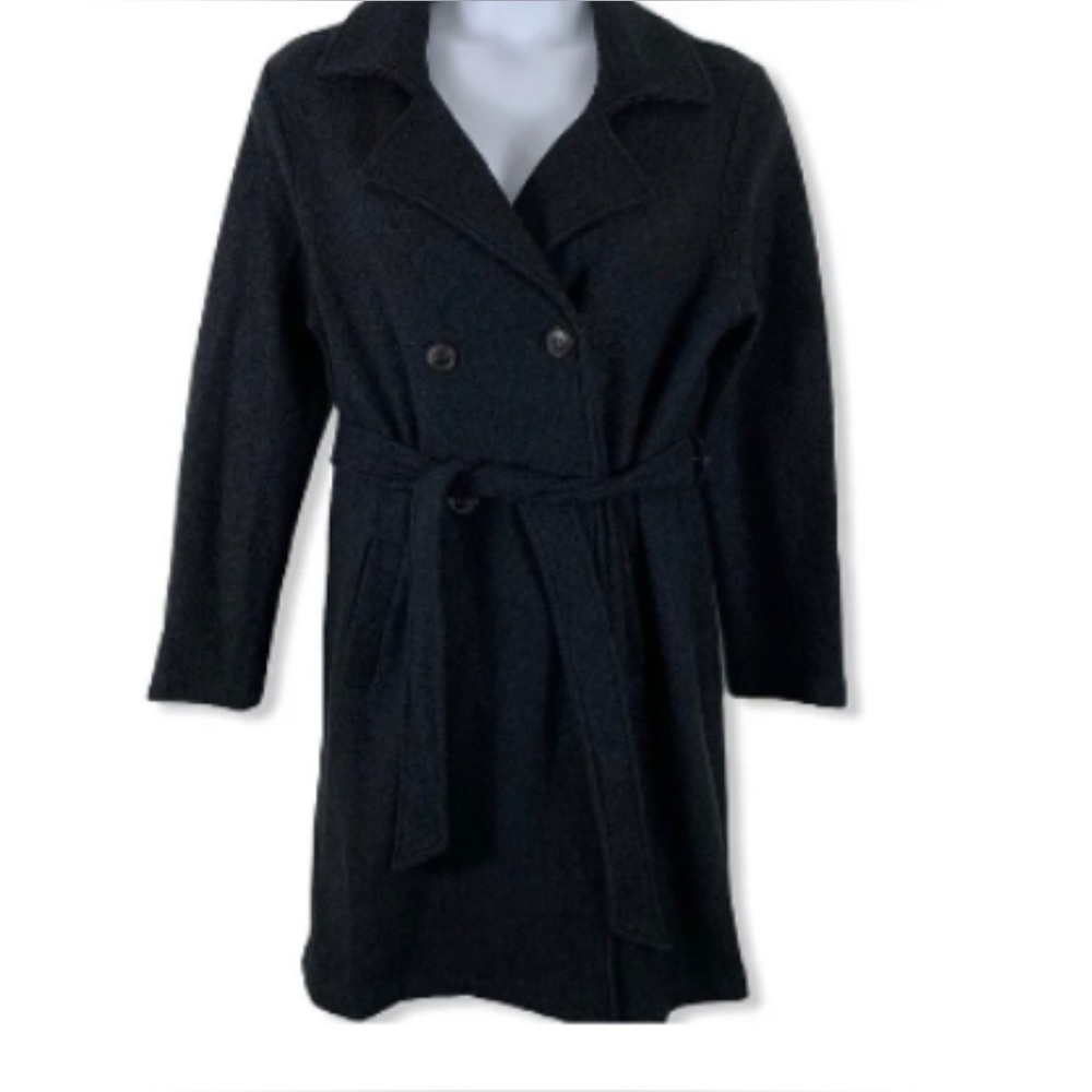 Nanette Lepore Black Double Breasted Wool Blend Trench Coat/Jacket Size M
